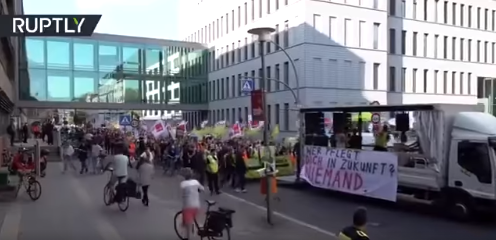 Berlin: Mass demonstrations against pharma-fascism organized by medical workers on strike for six days.