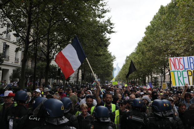 Nopass24 demonstration against the health pass, France Paris, September 25, 2021